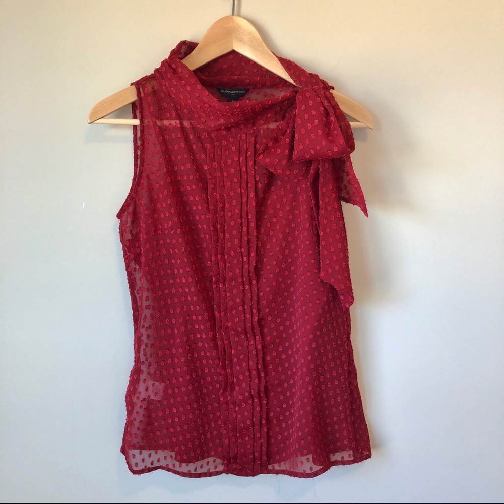 Banana Republic | Tie Bow Red Sleeveless Blouse
